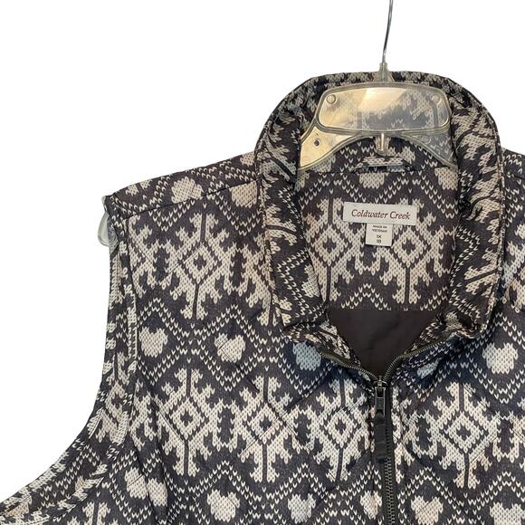 Coldwater Creek Fair Isle Quilted Zip Vest Women's Size 1X Gray Full Zip Jacket - Picture 2 of 7